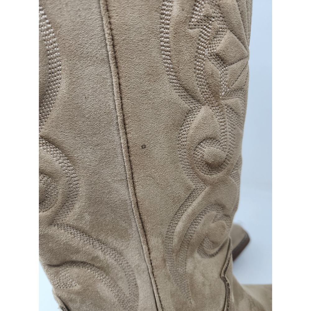 Universal Thread Tan Suede Western Knee-High Heeled Boots - Picture 8 of 13